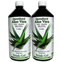 Produktbild von QueenRoyal Aloe Vera Trinkgel Barbadensis Miller 99,5% reines Blattgel 2x 1 Liter Sparpack ohne Zusatzstoffe