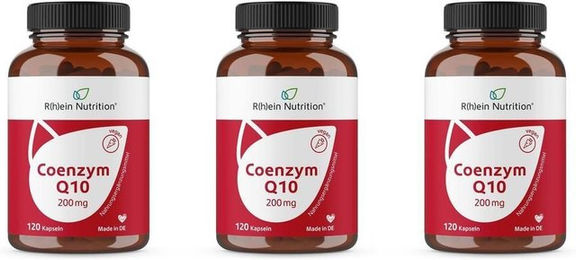 R(h)ein Nutrition Coenzym Q10 Ubiquinon 200 mg Kapseln 120 Stück vegan laktosefrei glutenfrei zuckerfrei – Bild 1 von 2
