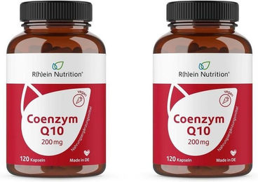 R(h)ein Nutrition Coenzym Q10 Ubiquinon 200 mg Kapseln vegan laktosefrei glutenfrei zuckerfrei 240 Stück – Bild 1 von 3