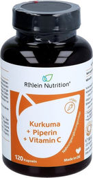 R(h)ein Nutrition Kurkuma Extrakt mit 95% Curcumin, Piperin und Vitamin C, vegane Kapseln, 120 Stück – Bild 1 von 3