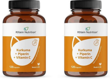 R(h)ein Nutrition Kurkuma Extrakt mit 95% Curcumin, Piperin und Vitamin C, vegane Kapseln, 240 Stück – Bild 1 von 2