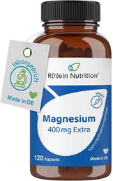 R(h)ein Nutrition Magnesium 400 mg Oxid Kapseln vegan für Sportler und Erwachsene 120 Stück – Bild 1 von 3