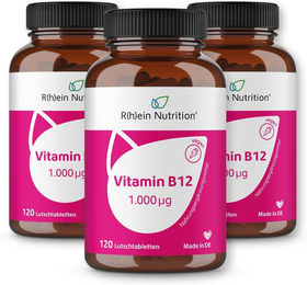 R(h)ein Nutrition Vitamin B12 1.000 µg Lutschtabletten Vegan für Senioren sowie Schwangere und Stillende 360 Stück – Bild 1 von 3