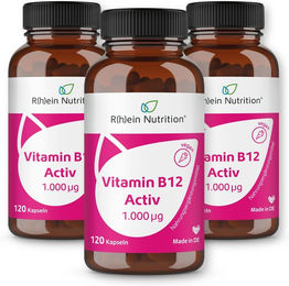 R(h)ein Nutrition Vitamin B12 Activ 1000 µg Kapseln 360 Stück vegan laktosefrei glutenfrei zuckerfrei für Schwangere und Stillende – Bild 1 von 3
