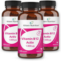 Produktbild von R(h)ein Nutrition Vitamin B12 Activ 1000 µg Kapseln 360 Stück vegan laktosefrei glutenfrei zuckerfrei für Schwangere und Stillende