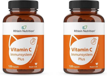 R(h)ein Nutrition Vitamin C Immunsystem Plus Ascorbinsäure Kapseln pflanzlicher Ursprung 120 Kapseln – Bild 1 von 2