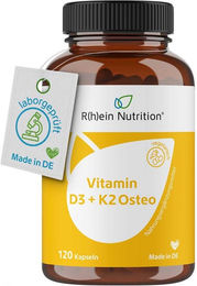 R(h)ein Nutrition Vitamin D3 + K2 Osteo 2.000 IE Kapseln vegan 120 Stück – Bild 1 von 2