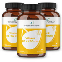 Produktbild von R(h)ein Nutrition Vitamin D3 + K2 Osteo Kapseln mit 2000 I.E. Vitamin D3 und 80 µg Vitamin K2 für Senioren und Frauen