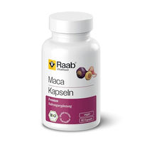 Produktbild von Raab Vitalfood Bio Maca-Kapseln, 80 Kapseln à 500 mg, vegan, glutenfrei und laktosefrei