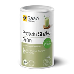 Raab Vitalfood Bio Protein Shake Grün Pulver 360 g - Veganer Mehrkomponenten-Proteinshake mit Gerstengras, Weizengras und Matcha, 60% Proteingehalt, Bio und zuckerfrei – Bild 1 von 3
