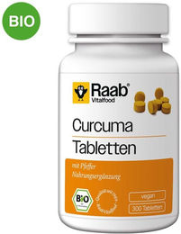Raab Vitalfood Curcuma Bio Tabletten vegan glutenfrei laktosefrei 300 Stück – Bild 1 von 3