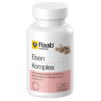 Produktbild von Raab Vitalfood Eisen Komplex Kapseln mit Bisglycinat vegan ohne Zusatzstoffe 40 g