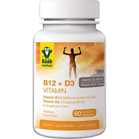 Produktbild von Raab Vitalfood Vitamin B12 und Vitamin D3 Lutschtabletten Waldbeere Vegan Glutenfrei Laktosefrei 60 Stück
