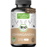 Produktbild von RAIBU Bio Ashwagandha Kapseln 270 Stück mit 2400 mg pro Tag