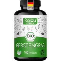 Produktbild von RAIBU Bio Gerstengras Kapseln vegan, 180 Stück