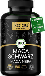 RAIBU Bio Maca Schwarz Kapseln mit Vitamin C, vegan und ohne Zusatzstoffe, 180 Kapseln – Bild 1 von 1