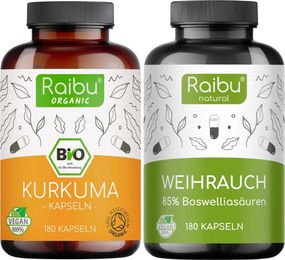 RAIBU Gelenk & Entzündungs Duo Weihrauch und Kurkuma BIO Vegan Kapseln 360 Stück – Bild 1 von 1
