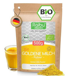 Raibu Goldene Milch Pulver BIO mit Ashwagandha und Kurkuma ohne Zusatzstoffe – Bild 1 von 5