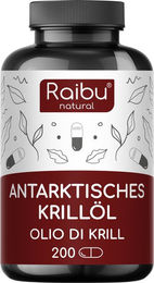 RAIBU Krillöl Kapseln 1.200 mg mit Omega-3, -6, -9, Astaxanthin und Phospholipiden, glutenfrei und laktosefrei, 200 Stück – Bild 1 von 2