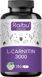RAIBU L-Carnitin Kapseln vegan, laktosefrei und glutenfrei, 180 Stück – Bild 1 von 1