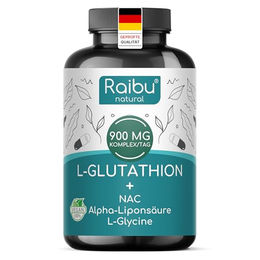 Raibu L-Glutathion Kapseln hochdosiert mit NAC, Alpha-Liponsäure und L-Glycin vegan und ohne Zusatzstoffe – Bild 1 von 5