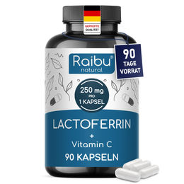 RAIBU Lactoferrin 250 mg mit Vitamin C hochdosiert Kapseln ohne Zusatzstoffe – Bild 1 von 7