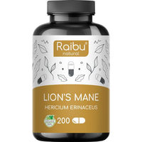 Produktbild von RAIBU Lions Mane Hericium Erinaceus Kapseln Hochdosiert Vegan Glutenfrei Laktosefrei 200 Stück