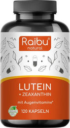 RAIBU Lutein Zeaxanthin Augenkomplex mit Vitamin A und B2, 120 Kapseln, vegan, laktosefrei und glutenfrei – Bild 1 von 1
