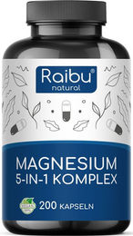 RAIBU Magnesium Komplex hochdosiert 450 mg vegan Kapseln 200 Stück – Bild 1 von 1