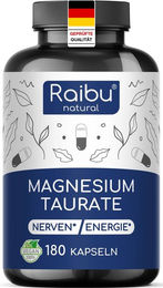 RAIBU Magnesium Taurat Kapseln vegan ohne Zusatzstoffe 180 Stück – Bild 1 von 1