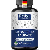 Produktbild von RAIBU Magnesium Taurat Kapseln vegan ohne Zusatzstoffe 180 Stück