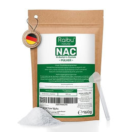 Raibu NAC Pulver N-Acetyl-L-Cystein vegan glutenfrei laktosefrei ohne Zusatzstoffe 160g – Bild 1 von 4