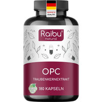 Produktbild von RAIBU OPC Kapseln mit Traubenkernextrakt, vegan und ohne Zusatzstoffe, 180 Stück