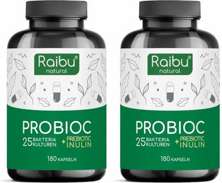 RAIBU Probiotika Kulturen Komplex Kapseln mit 25 Bakterienstämmen und Inulin, vegan, 180 Stück – Bild 1 von 2