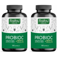 Produktbild von RAIBU Probiotika Kulturen Komplex Kapseln mit 25 Bakterienstämmen und Inulin, vegan, 180 Stück