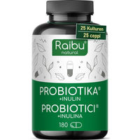 Produktbild von RAIBU Probiotika Kulturen Komplex Kapseln mit 25 Bakterienstämmen und Inulin, vegan, glutenfrei, laktosefrei, 180 Stück