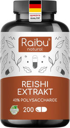RAIBU Reishi Extrakt Kapseln mit 650 mg pro Kapsel, vegan, glutenfrei und laktosefrei, 200 Stück – Bild 1 von 3
