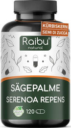 RAIBU Saw Palmetto Sägepalme 20:1 Extrakt Kapseln vegan ohne Zusatzstoffe 120 Stück – Bild 1 von 1