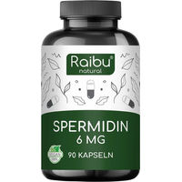 Produktbild von RAIBU Spermidin Kapseln hochdosiert mit 6 mg Spermidin aus Weizenkeimextrakt vegan und ohne Zusatzstoffe