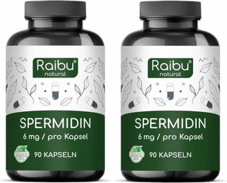 RAIBU Spermidin Kapseln hochdosiert mit 6 mg Spermidin aus Weizenkeimextrakt vegan und ohne Zusatzstoffe – Bild 1 von 2