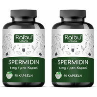 Produktbild von RAIBU Spermidin Kapseln hochdosiert mit 6 mg Spermidin aus Weizenkeimextrakt vegan und ohne Zusatzstoffe