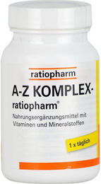 Ratiopharm A-Z Komplex Tabletten mit 23 Vitaminen und Mineralstoffen, 100 Stück, zuckerfrei, glutenfrei und laktosefrei – Bild 1 von 2