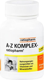 Ratiopharm A-Z Komplex Tabletten mit 23 Vitaminen und Mineralstoffen laktosefrei glutenfrei zuckerfrei für Sportler und Senioren 30 Stück – Bild 1 von 2