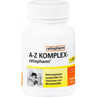 Produktbild von Ratiopharm A-Z Komplex Tabletten mit 23 Vitaminen und Mineralstoffen laktosefrei glutenfrei zuckerfrei für Sportler und Senioren 30 Stück