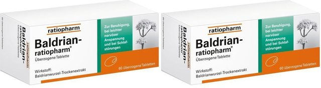 ratiopharm Baldrian überzogene Tabletten mit Baldrianwurzel-Trockenextrakt – Bild 1 von 2