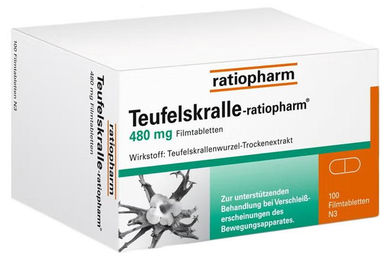 Ratiopharm Teufelskralle Nahrungsergänzungsmittel mit Teufelskrallenwurzel-Extrakt 480 mg Tabletten 100 Stück – Bild 1 von 1