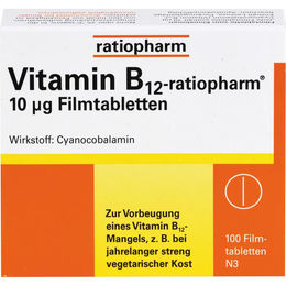 Ratiopharm Vitamin B12 Filmtabletten 10 µg 100 Stück vegetarisch – Bild 1 von 2