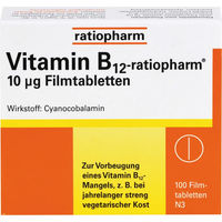 Produktbild von Ratiopharm Vitamin B12 Filmtabletten 10 µg 100 Stück vegetarisch