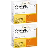 Produktbild von ratiopharm Vitamin B12 Filmtabletten mit 10 µg Cyanocobalamin für Erwachsene, Kinder und Schwangere, vegetarisch und laktosehaltig, 100 Stück