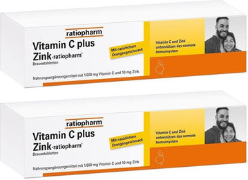 ratiopharm Vitamin C und Zink Brausetabletten mit Ascorbinsäure 1000 mg 20 Stück – Bild 1 von 1